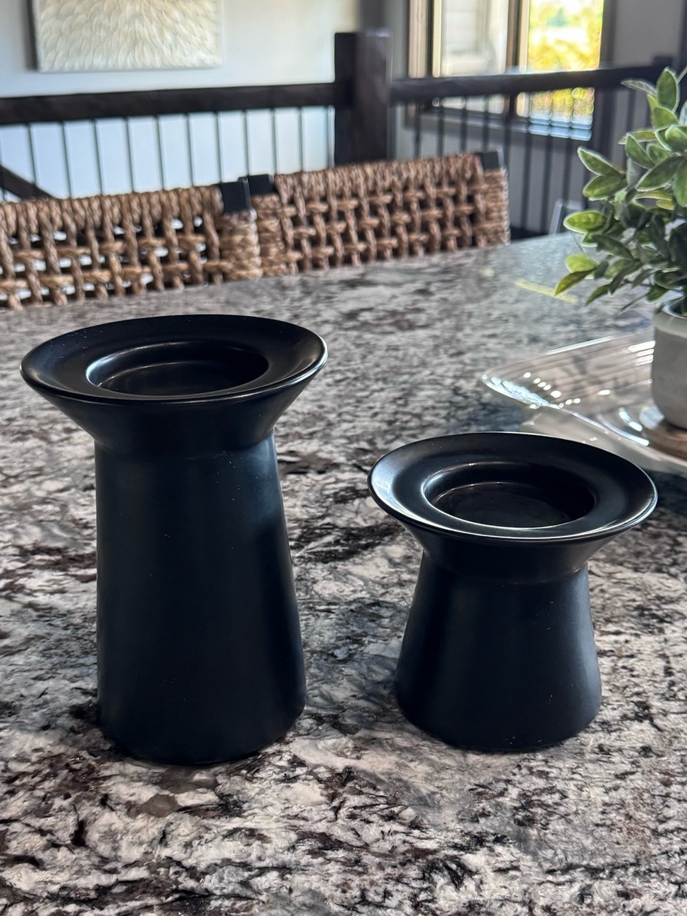 IKEA SINNESRO pillar/block candle holders in a black finish discontinued